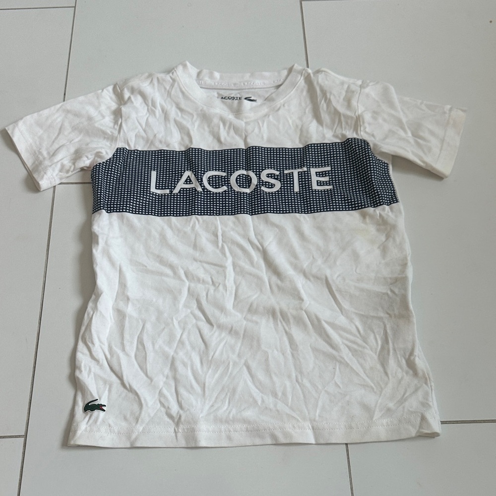 Lacoste White Tee with Navy Accents kids 8